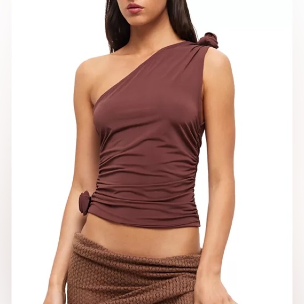 Lioness Rendezvous One Shoulder Top in Chocolate